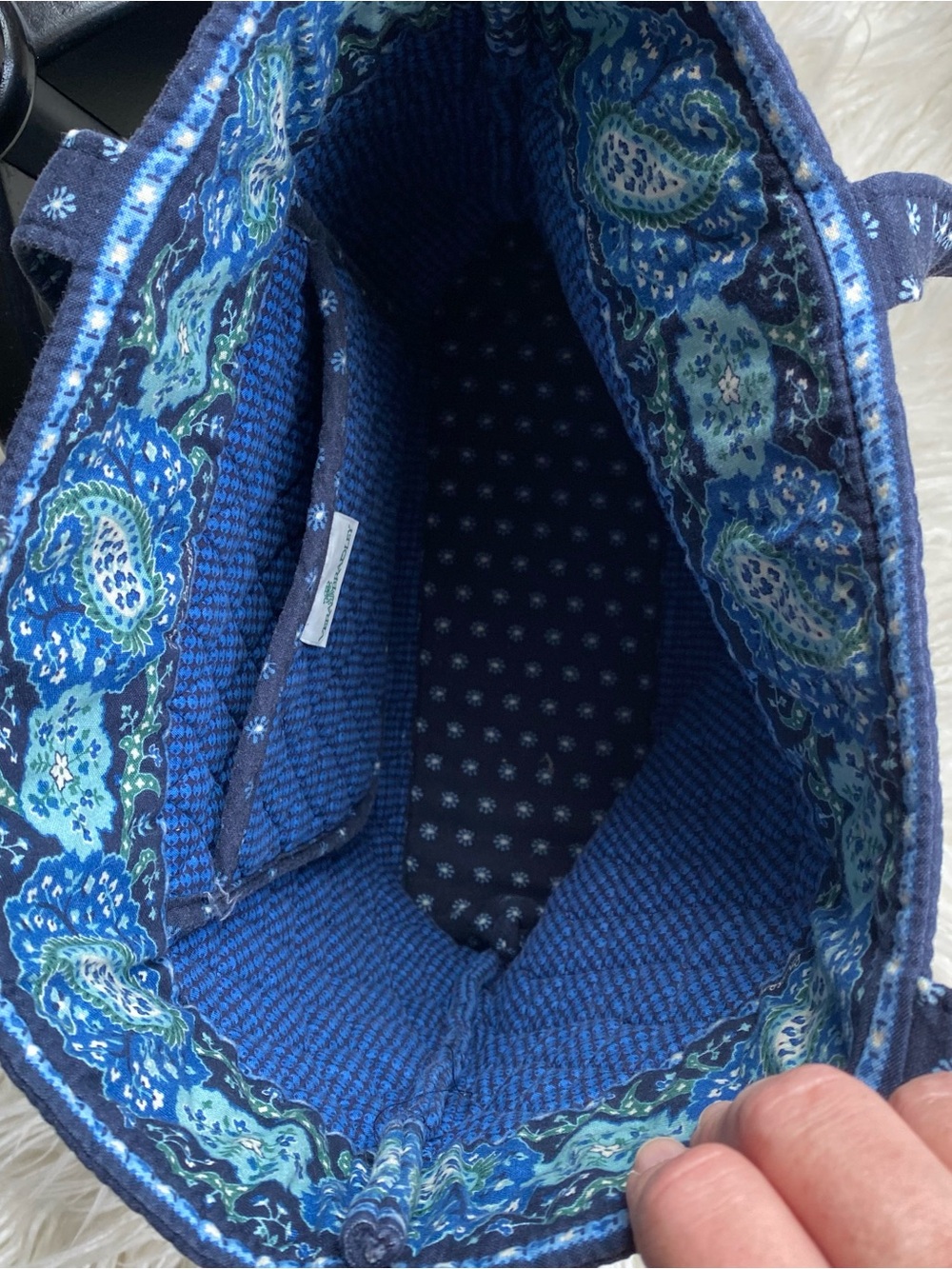 Vera Bradley Quilted Navy Paisley-Trim Tote Bag - Women's Shoulder Tote - Picture 6 of 16
